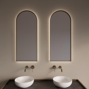 Spiegel Gliss Design Delta met Indirecte LED Verlichting en Verwarming 40x100cm Mat Goud