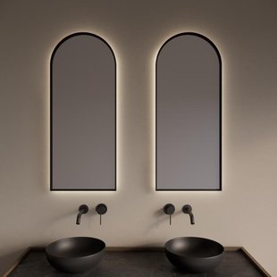 Spiegel Gliss Design Delta met Indirecte LED Verlichting en Verwarming 40x100cm Mat Zwart