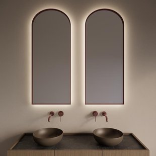 Spiegel Gliss Design Delta met Indirecte LED Verlichting en Verwarming 50x120cm Koper Rose