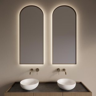 Spiegel Gliss Design Delta met Indirecte LED Verlichting en Verwarming 50x120cm Mat Goud