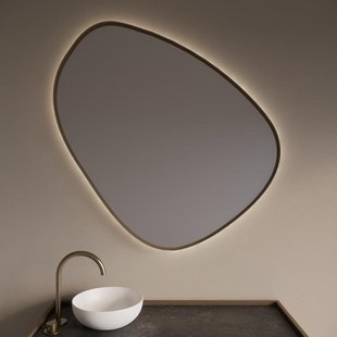 Spiegel Gliss Design Fenix met Indirecte LED Verlichting en Verwarming 120cm Mat Goud