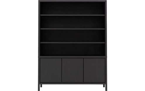 Goossens Excellent Buffetkast Sira Line, 3 dichte deuren 4 open vakken, grijs eiken, 160 x 210 x 45 cm, stijlvol landelijk