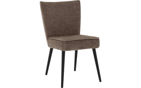 Goossens Eetkamerstoel Rob bruin stof leuning, urban industrieel