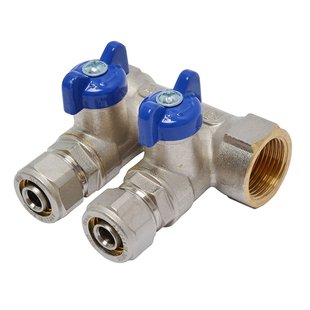 Sanivesk Verdeler Meerlagen 2gr +kogelkraan Blauw 3/4fx16mm