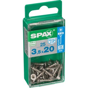 Spax Metaalschroef T-star Rvs A2 Verzonken Kop Torx T15 - 3,5x20mm - 25 Stuks