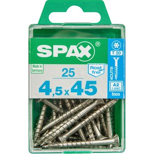 Spax Universele Schroef T-star Rvs Verzonken Kop Torx T20 - 4,5x45mm - 25 Stuks