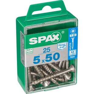 Spax Universele Schroef T-star Rvs Verzonken Kop Torx T20 - 5x50mm - 25 Stuks