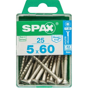 Spax Universele Schroef T-star Verzonken Kop Torx T20 - 5x60mm - 25 Stuks