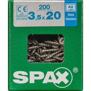 Spax Universele Schroef T-star Rvs Verzonken Kop Torx T15 - 3,5x20mm - 200 Stuks