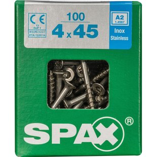 Spax Universele Schroef T-star Rvs Verzonken Kop Torx T20 - 4x45mm - 100 Stuks