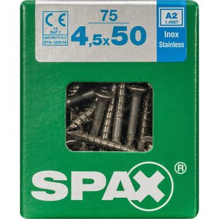 Spax Universele Schroef T-star Verzonken Kop Torx T20 - 4,5x50mm - 75 Stuks