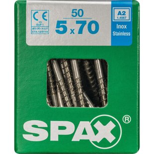 Spax Universele Schroef T-star Rvs Verzonken Kop Torx T20 - 5x70mm - 50 Stuks