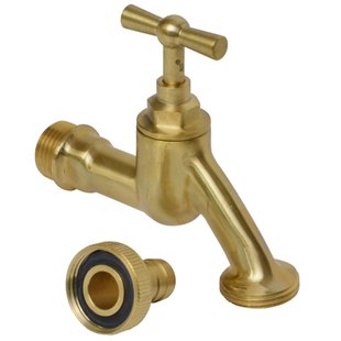 Sanivesk Tapkraan Met Krukbediening En Slangwartel Messing ( Buitendraad X Buitendraad ) 1/2 X 3/4