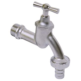 Sanivesk Tapkraan Met Krukbediening En Slangwartel Mat Chroom ( Buitendraad X Buitendraad ) 1/2 X 3/4