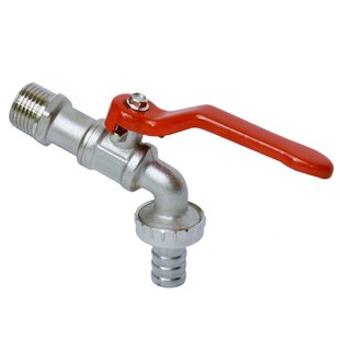 Sanivesk Tap-kogelkraan Met Hendelbediening + Slangwartel Nikkel ( Buitendraad X Buitendraad ) 1/2 X 3/4