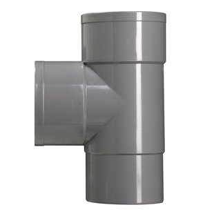Martens T-stuk Met 2x Lijmmof En 1x Verjongd - Hwa - Pvc - Grijs - Ø100mm - 87°