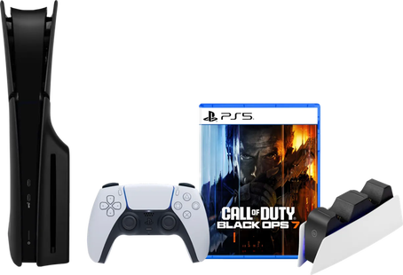 PlayStation 5 Slim Disc Edition + Call of Duty: Black Ops 7 + Covers Zwart + Oplaadstation