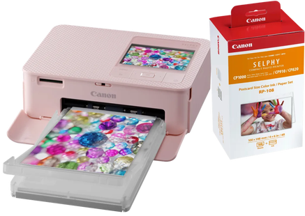 Canon SELPHY CP1500 Roze + Canon RP-108 Inkt Cassette/Papier Set 108 vel