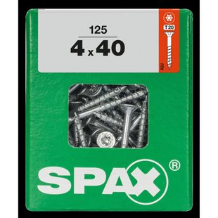 Spax Universele Schroef T-star Wirox Verzonken Kop Torx T20 - 4x40mm - 125 Stuks