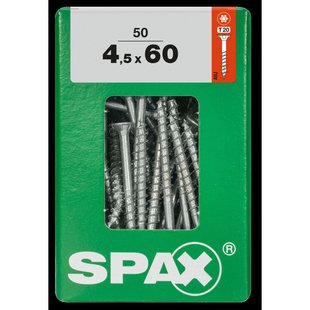 Spax Universele Schroef T-star Wirox Verzonken Kop Torx T20 - 4,5x60mm - 50 Stuks