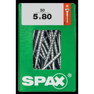 Spax Universele Schroef Verzonken Kop Torx - 5x80mm - 50 Stuks