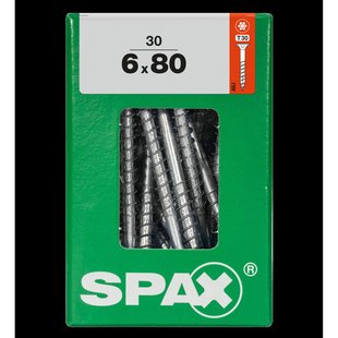 Spax Universele Schroef T-star Wirox Verzonken Kop Torx T30 - 6x80mm - 30 Stuks