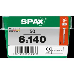 Spax Universele Schroef Verzonken Kop Torx - 6x140mm - 50 Stuks