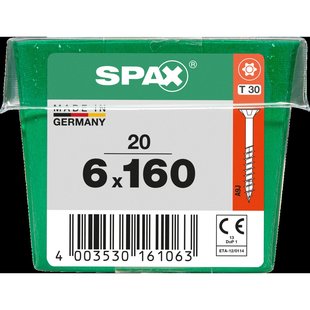 Spax Universele Schroef T-star Wirox Verzonken Kop Torx T30 - 6x160mm - 20 Stuks