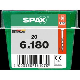 Spax Universele Schroef T-star Wirox Verzonken Kop Torx T30 - 6x180mm - 20 Stuks