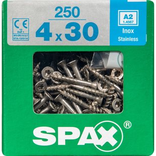 Spax Universele Schroef T-star Rvs Verzonken Kop Torx T20 - 4x30mm - 250 Stuks