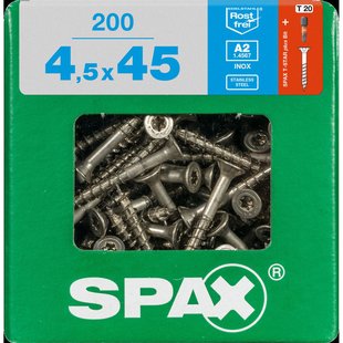 Spax Universele Schroef T-star Verzonken Kop Torx T20 - 4,5x45mm - 200 Stuks