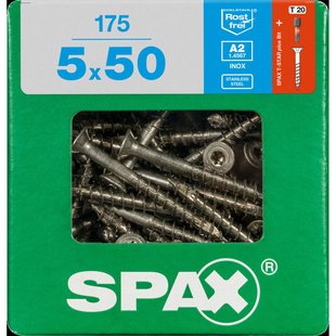 Spax Universele Schroef T-star Rvs Verzonken Kop Torx T20 - 5x50mm - 175 Stuks
