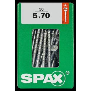Spax Universele Schroef T-star Wirox Verzonken Kop Torx T20 - 5x70mm - 50 Stuks