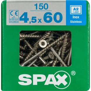 Spax Universele Schroef T-star Rvs Verzonken Kop Torx T20 - 4,5x60mm - 150 Stuks