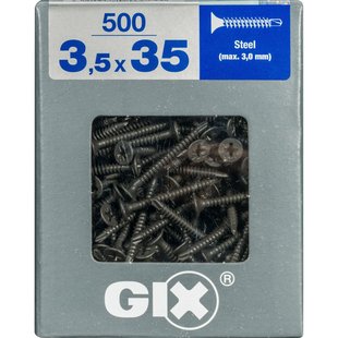 Spax Universele Schroef Zwart Verzonken Kop Pozi - 3,5x35mm - 500 Stuks