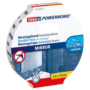 Tesa Montageband Powerbond - Voor Spiegels - Wit - 5m X 19mm