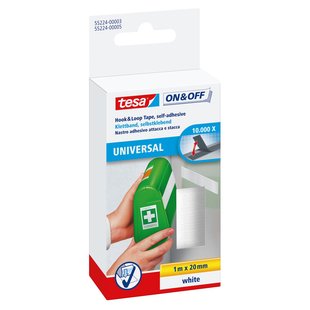 Tesa Klittenband On & Off - Wit - 1m X 20mm