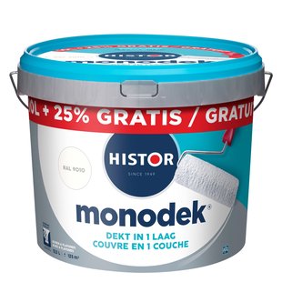 Histor Monodek Muurverf - Mat - Ral 9010 - 12,5l