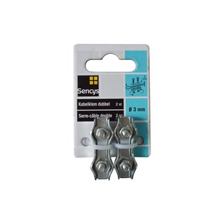 Sencys Kabelklem Dubbel - Gegalvaniseerd - Diam. 3mm - 2 Stuks