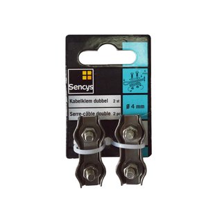 Sencys Kabelklem - Rvs - Dubbel - Diam. 4mm - 2 Stuks