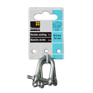 Sencys D-sluiting - Gegalvaniseerd - Diam. 6x14mm - 2 Stuks