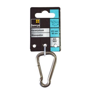 Sencys Karabijnhaak - Rvs - Diam. 6x60mm