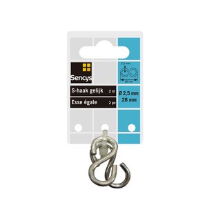 Sencys S-haak - Gegalvaniseerd - Gelijk - Diam. 2,5x28mm - 2 Stuks