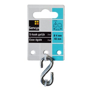 Sencys S-haak - Gegalvaniseerd - Diam. 4x40mm - 2 Stuks