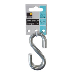 Sencys S-haak - Messing - Diam. 9x90mm - 2 Stuks