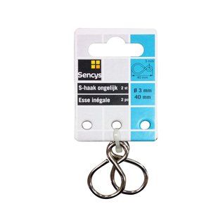 Sencys S-haak - Nikkel - Ongelijk - 3x40mm