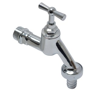 Sanivesk Tapkraan Met Krukbediening En Slangwartel Chroom ( Buitendraad X Buitendraad )1/2 X 3/4