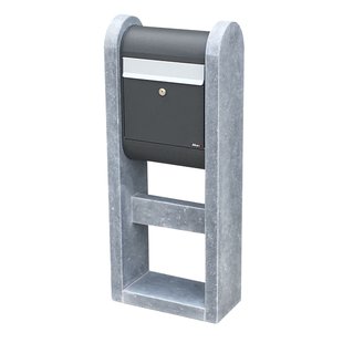 Staande Brievenbus Murcia - Natuursteen En Staal - Antraciet - 45x110x20cm