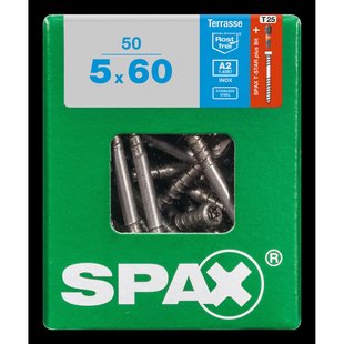 Spax Vlonderschroef T-star Plus Rvs A2 Cilinderkop Torx T25 - 5x60mm - 50 Stuks