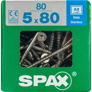 Spax Universele Schroef T-star Verzonken Kop Torx T20 - 5x80mm - 80 Stuks